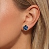 image:imageEVEVIC Austrian Crystal Flower Clip On Earrings for Women 14K Gold PlatedDark Blue