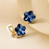 image:imageEVEVIC Austrian Crystal Flower Clip On Earrings for Women 14K Gold PlatedDark Blue
