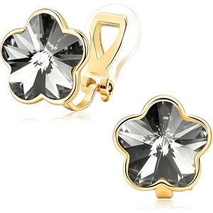 image:imageEVEVIC Austrian Crystal Flower Clip On Earrings for Women 14K Gold PlatedBlack