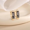 image:imageEVEVIC Rectangle Austrian Crystal Leverback Drop Earrings for WomenBlackGoldtone