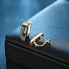 image:imageEVEVIC Rectangle Austrian Crystal Leverback Drop Earrings for WomenBlackGoldtone
