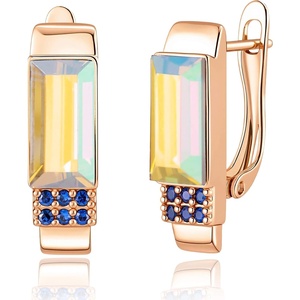 image:imageEVEVIC Rectangle Austrian Crystal Leverback Drop Earrings for WomenAurora BorealisGoldtone
