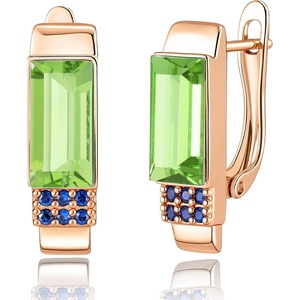 image:imageEVEVIC Rectangle Austrian Crystal Leverback Drop Earrings for WomenFern GreenGoldtone