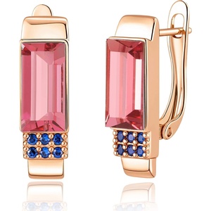 image:imageEVEVIC Rectangle Austrian Crystal Leverback Drop Earrings for WomenPinkGoldtone
