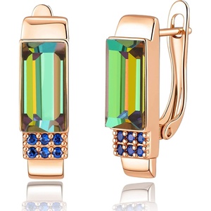 image:imageEVEVIC Rectangle Austrian Crystal Leverback Drop Earrings for WomenVitrail MediumGoldtone